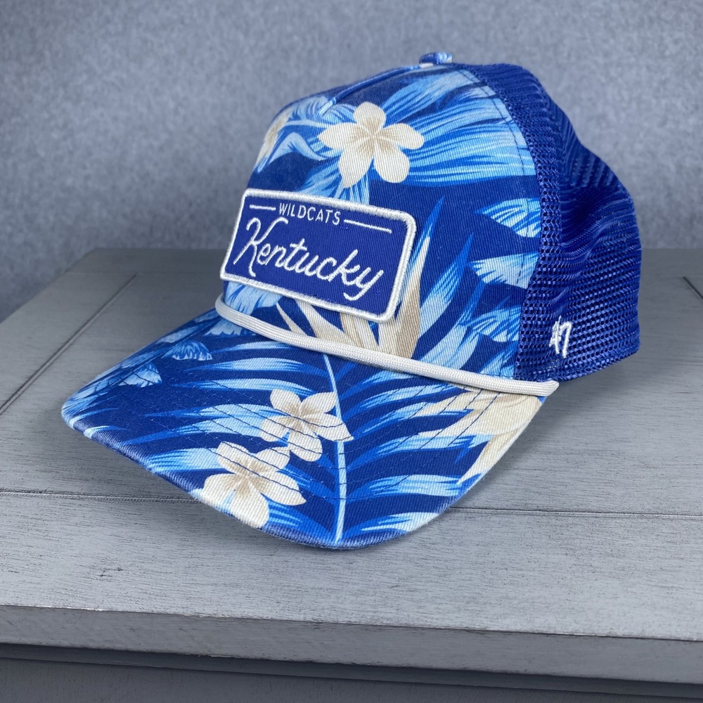 Kentucky Wildcats Trucker Hat Unisex Blue Kentucky Wildcats Floral Tropical Cap